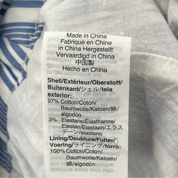 J By J Crew Blue & White Stripe Cotton Big Bow Midi Skirt Ruffle Hem Size 2 - Picture 10 of 11